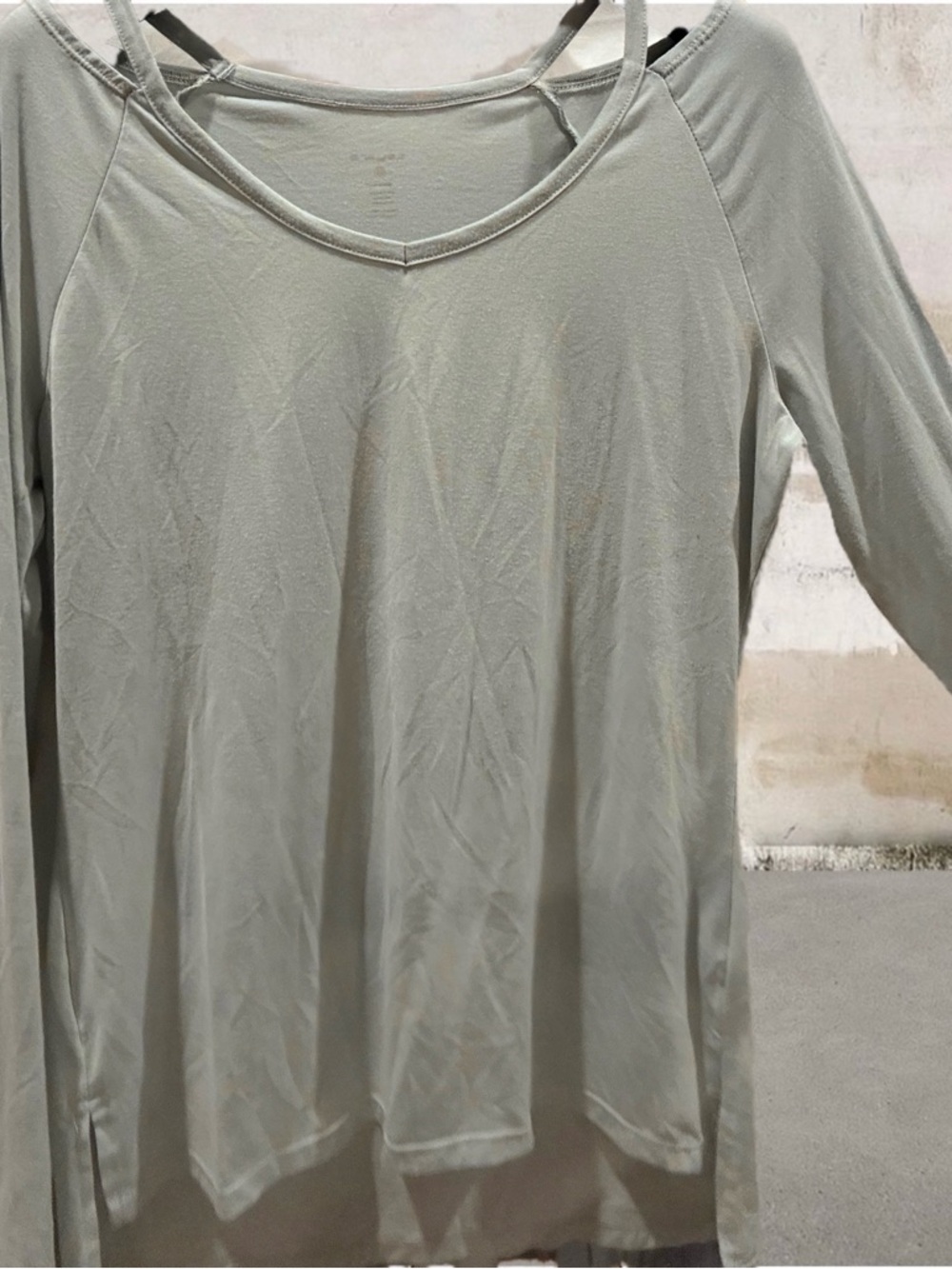 Women's Light Sage Long Sleeve Cross-Strap Tee